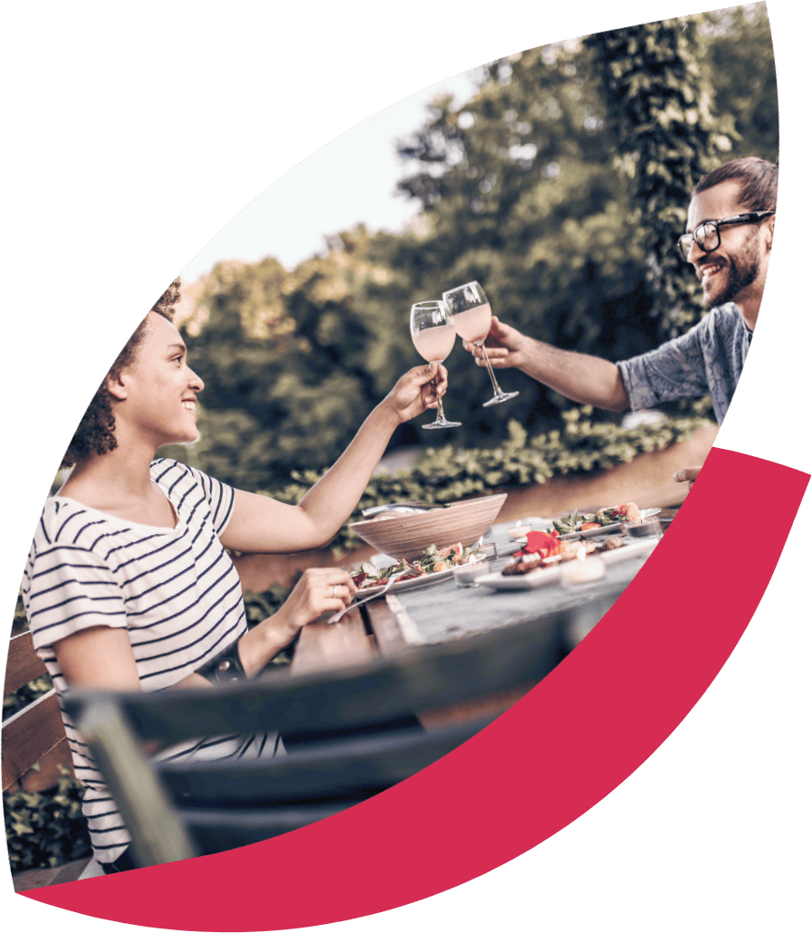 two people eating outside